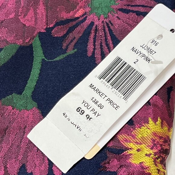 Julia Jordan Dress Women 2 Blue Multi Floral Jacquard A Line Sleeveless Cocktail - Picture 10 of 10